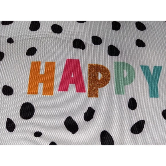 NEW Rainbow Happy Place Polka Dot Boho Beach Tote Travel Shopping Bag Glitter - Picture 14 of 16